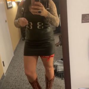 Faux leather dress and western style harness